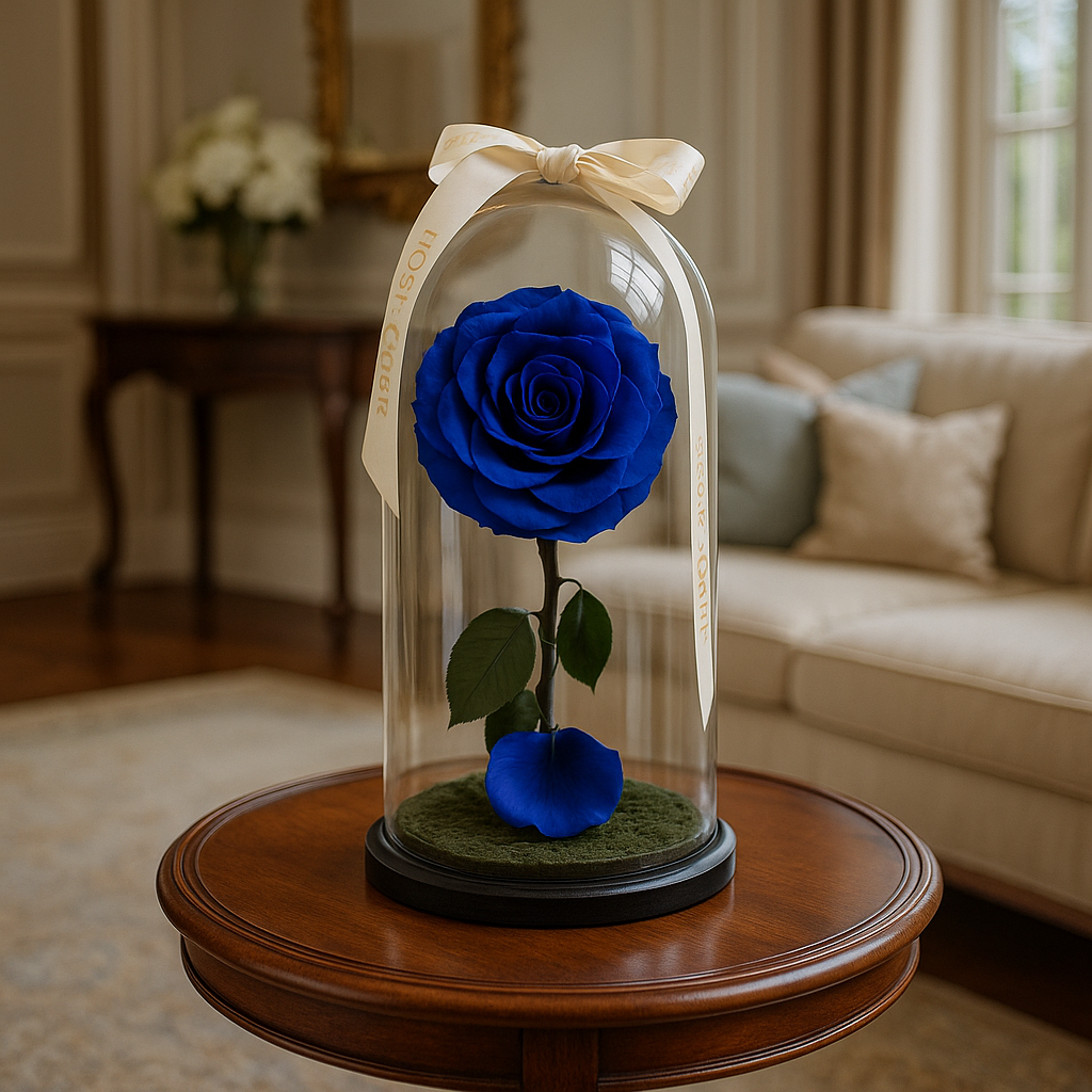 Royal Blue Preserved Rose Dome