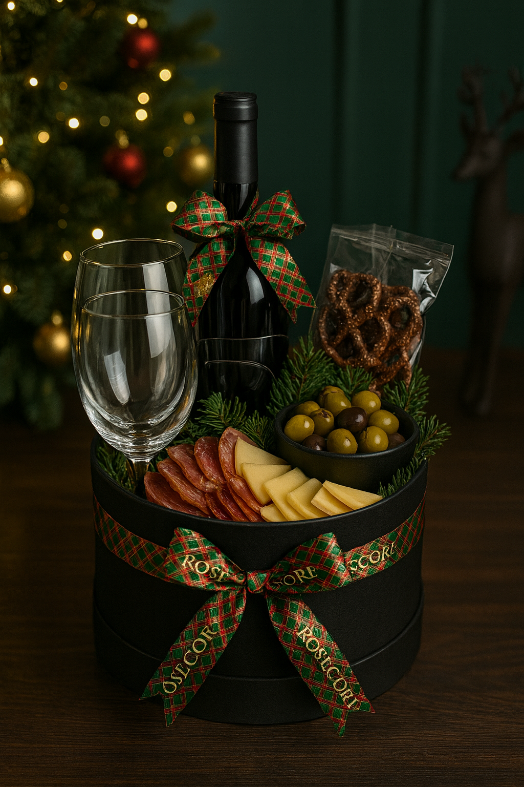 Rose Core Luxury Wine & Charcuterie Holiday Hat Box