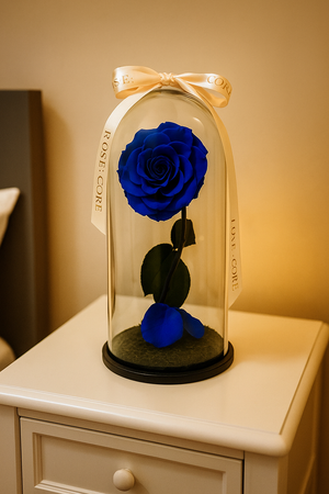 Royal Blue Preserved Rose Dome