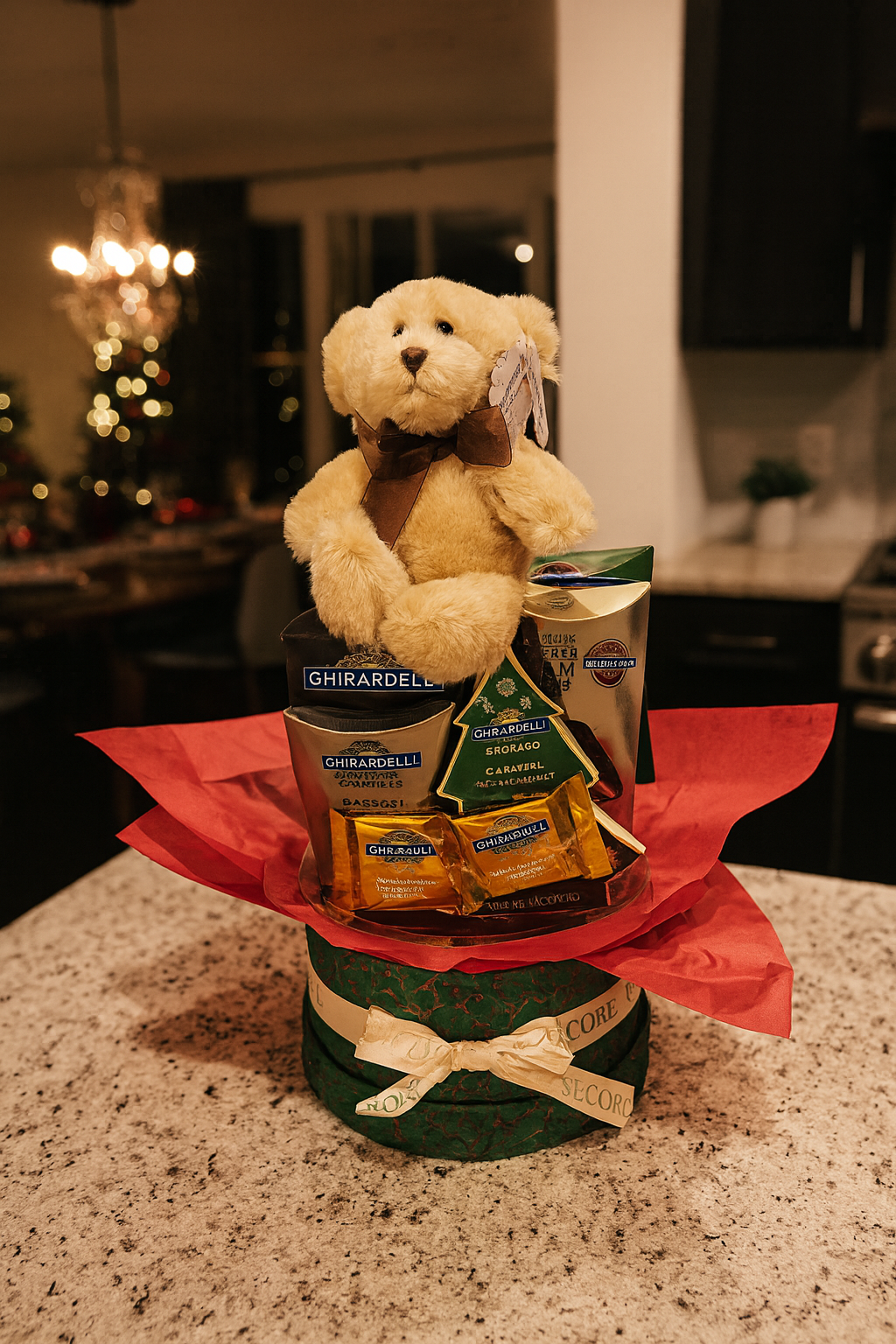 Rose Core Holiday Teddy & Ghirardelli Gift Hat Box